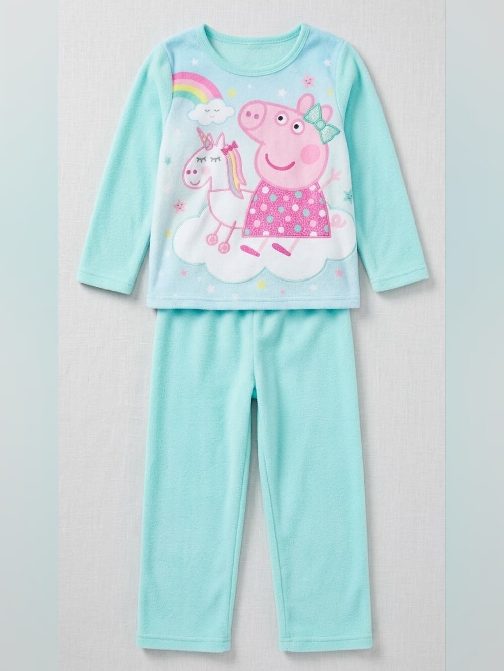 Peppa Pig Light Aqua and Pink Fleece Pajama Set